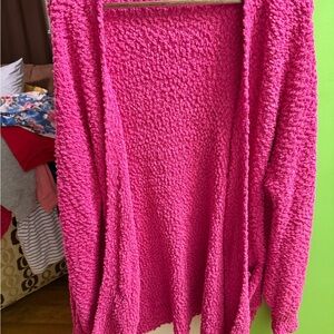 Zenana Outfitters Hot Pink Plush Open-Front Cardigan